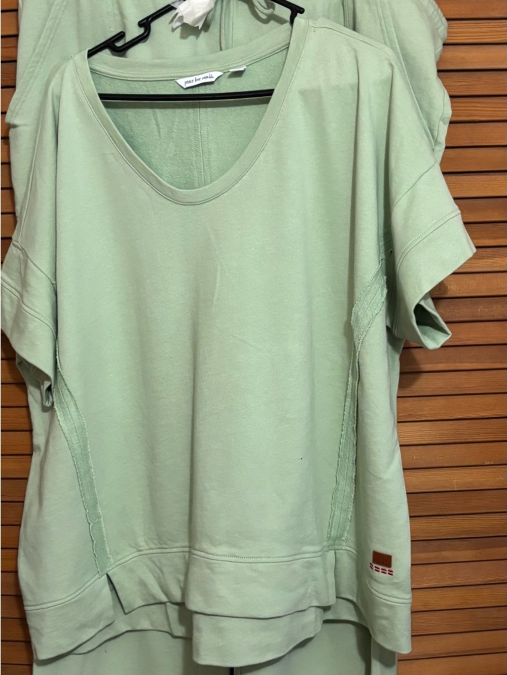 Peace Love World Mint Short Sleeve Scoop-Neck Sweatshirt set